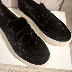 Atelje 71 Black Crushed Velvet Slip-on Thick Sole Sneakers Sz.9M MSRP $168
